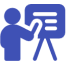 Icon of a person presenting information on a board.